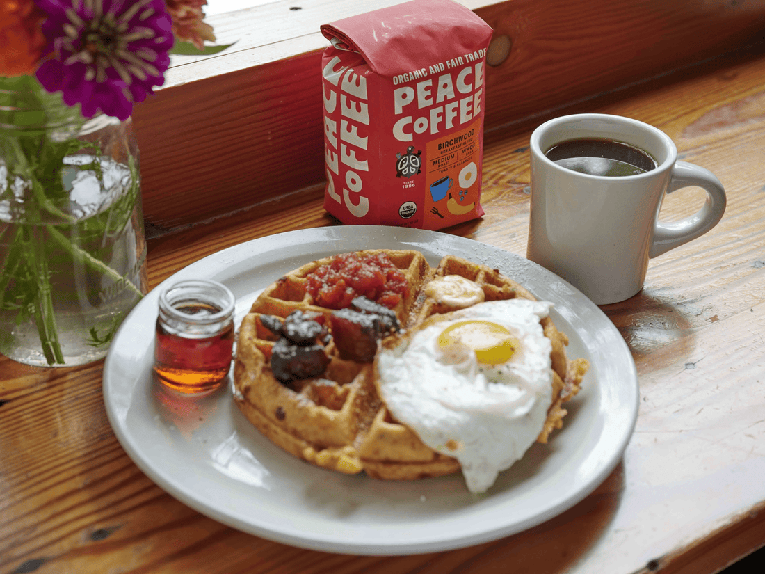 Birchwood Cafe Savory Waffle Recipe - Peace Coffee